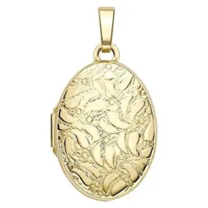 9ct Gold Women's Embossed Oval Locket, Vintage Appeal, 18mm, 18" Chain, Gift box included