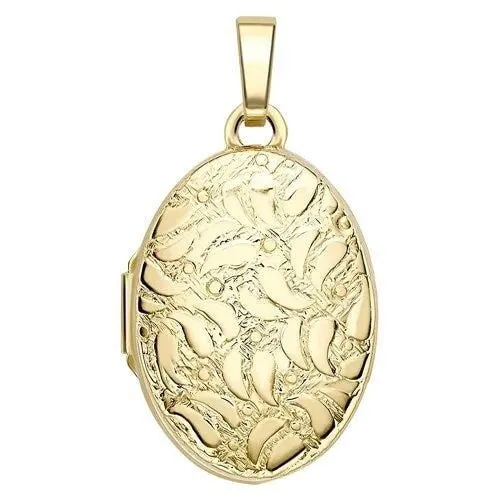 9ct Gold Women's Embossed Oval Locket, Vintage Appeal, 18mm, 18" Chain, Gift box included