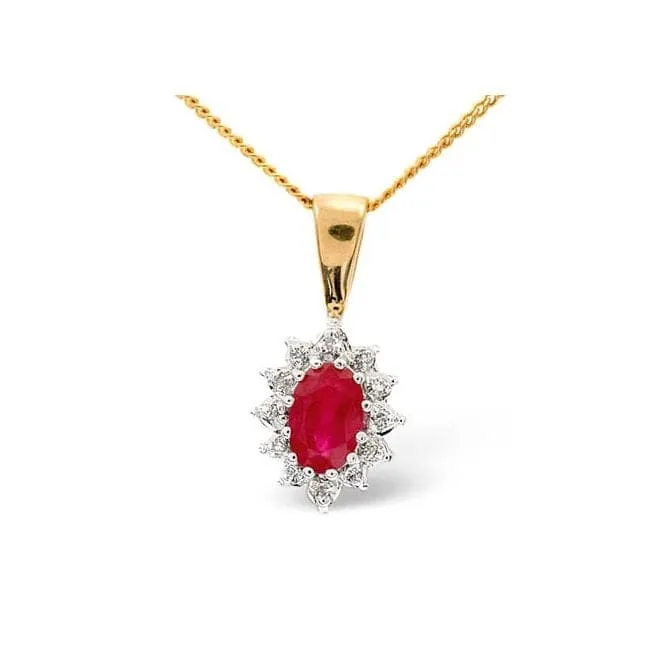 Acotis Diamonds 9K Gold 0.04ct Diamond Ruby Pendant Z1070