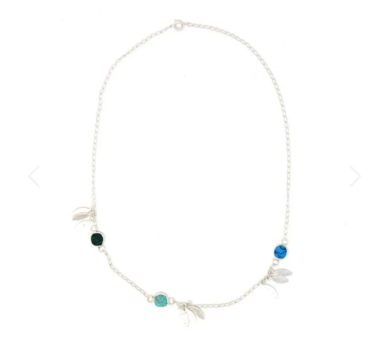 Alpaca Silver Feathers & Turquoise Charm Necklace