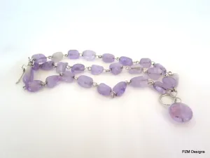 Amethyst Three Strand Handmade Bracelet