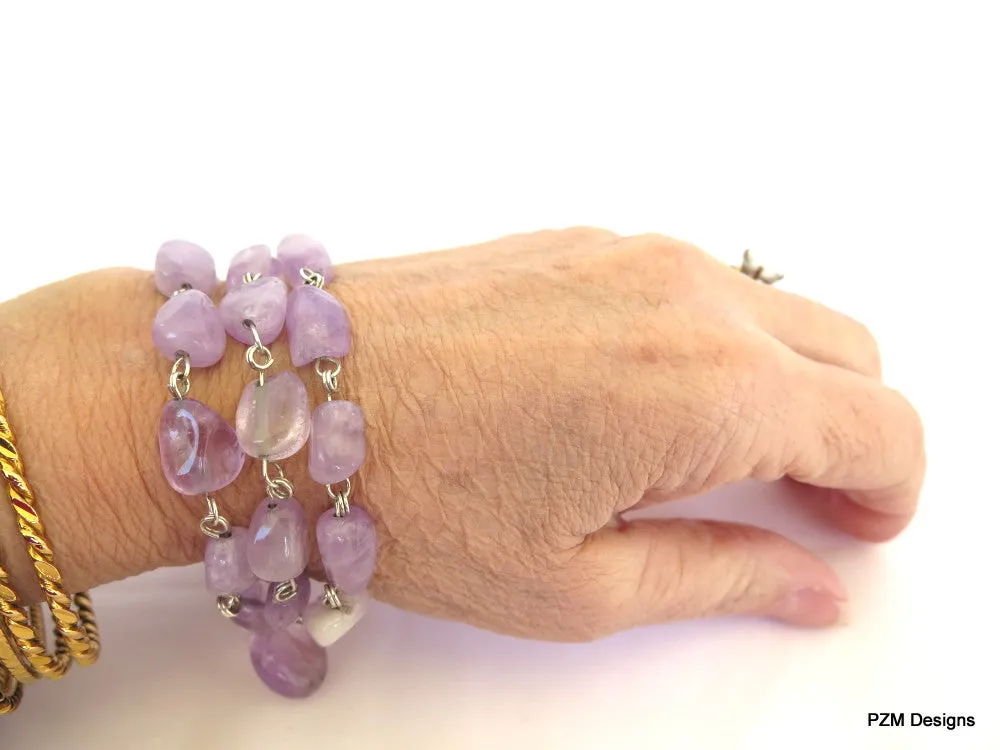 Amethyst Three Strand Handmade Bracelet