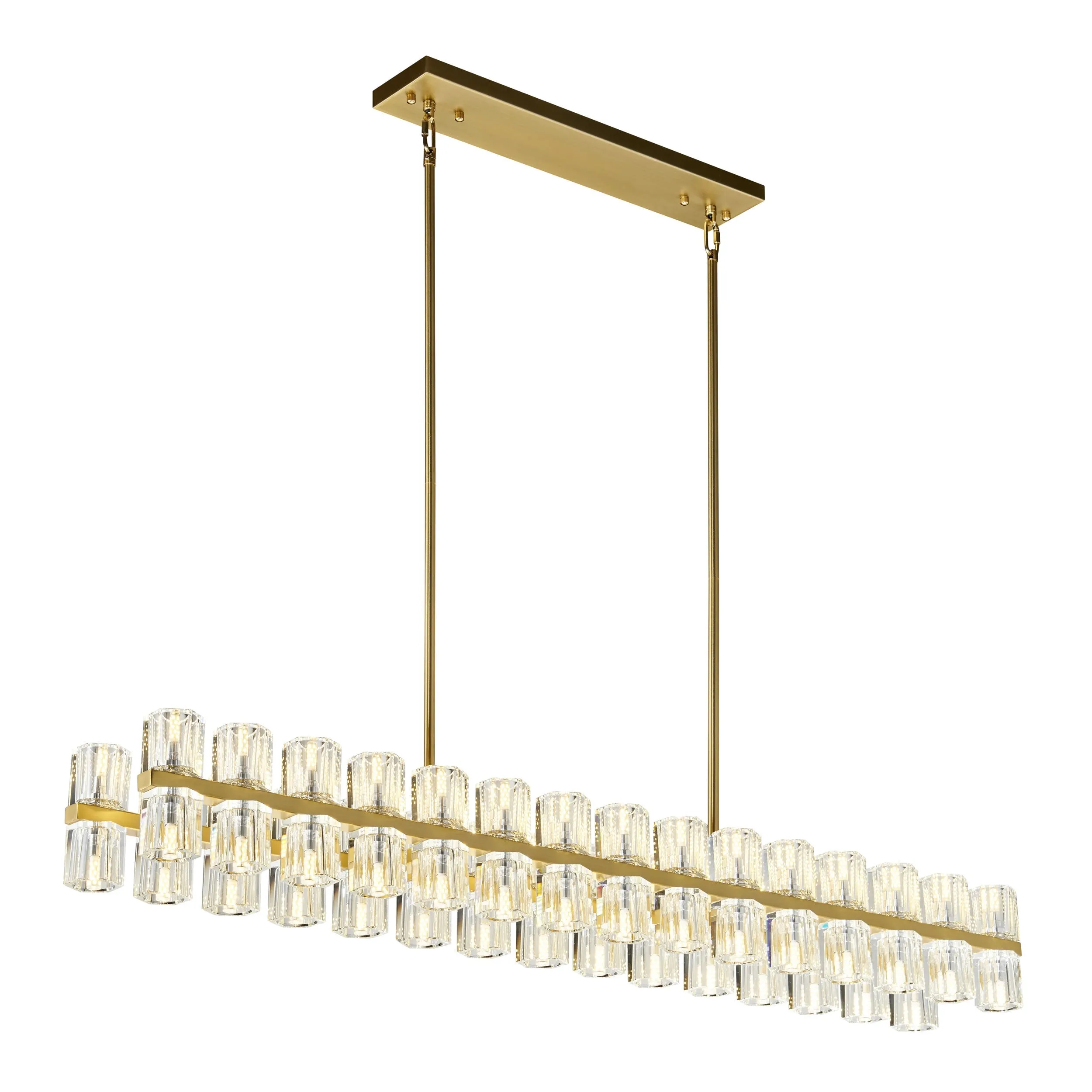 Anderson 36 Light Rectangular Chandelier, Crystal & Gold