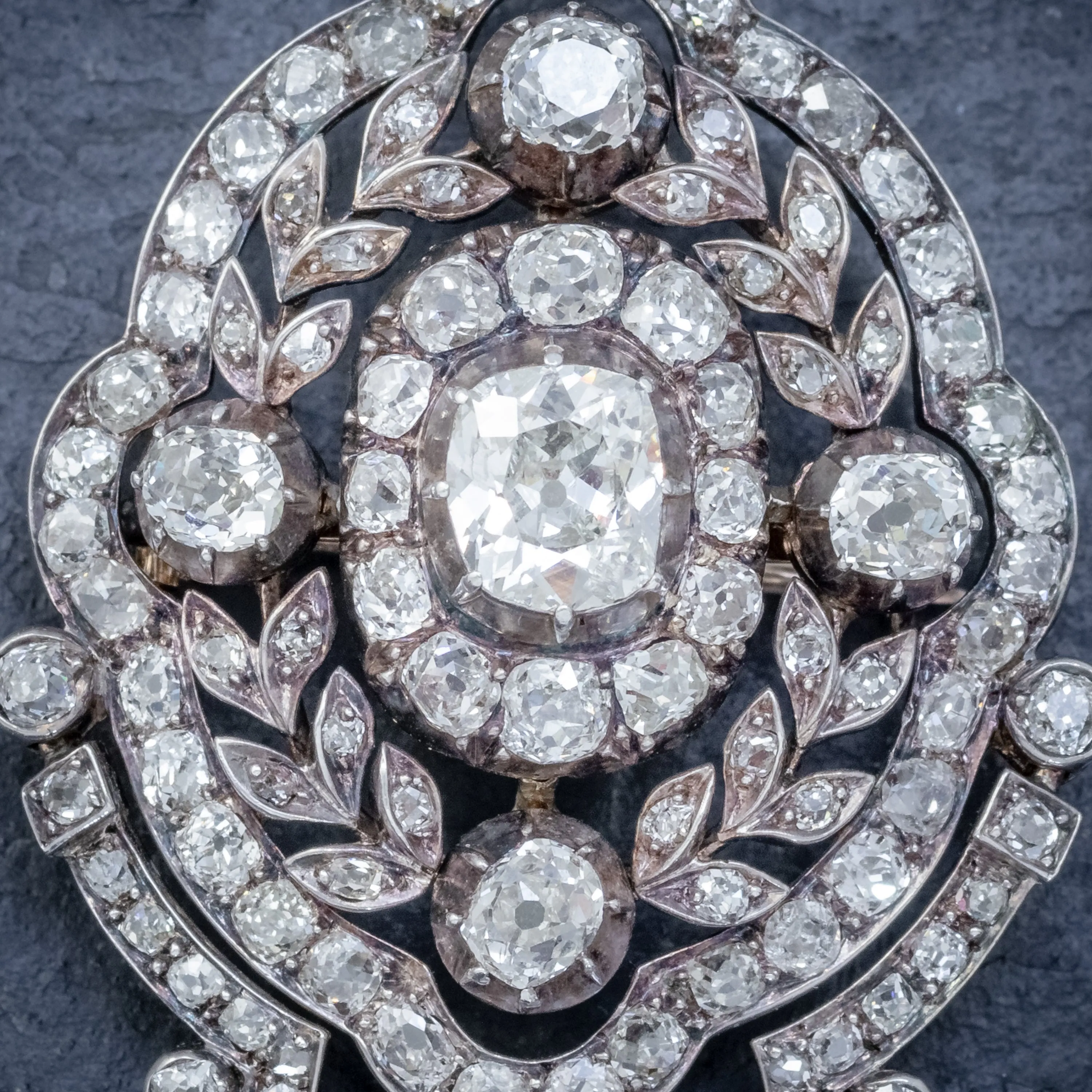 Antique Edwardian Diamond Pendant Brooch 8.35Ct Of Diamonds 18Ct Gold Circa 1905