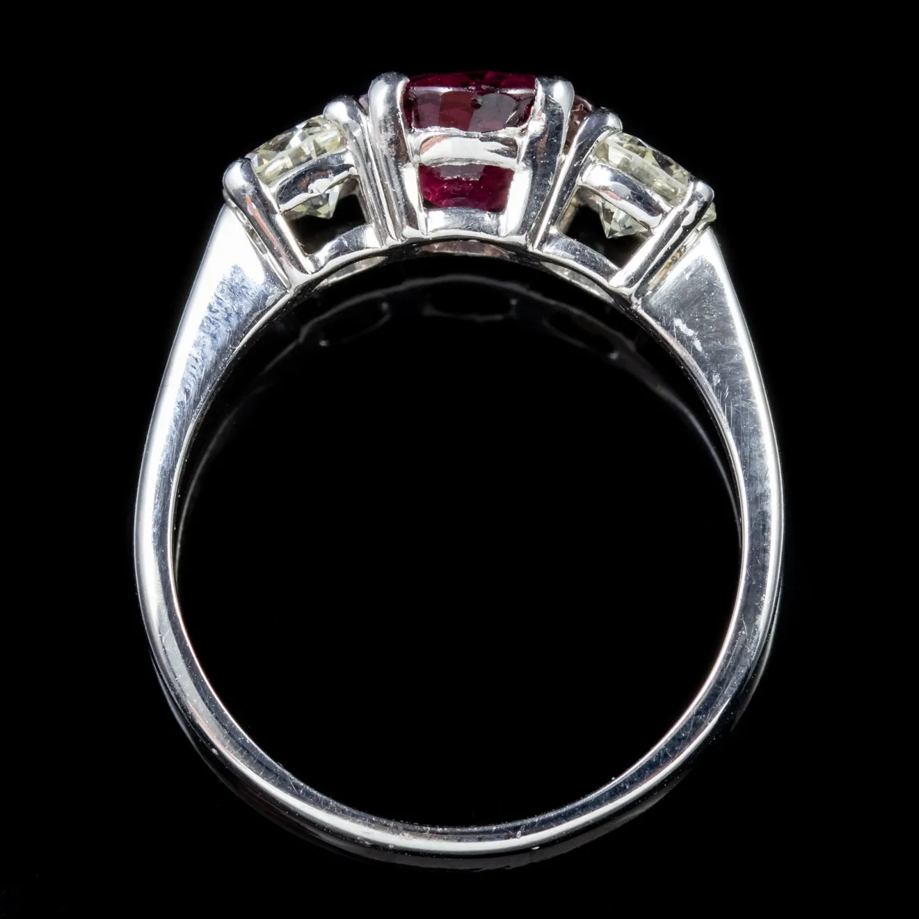 Antique Edwardian Ruby Diamond Trilogy Ring Platinum Circa 1910