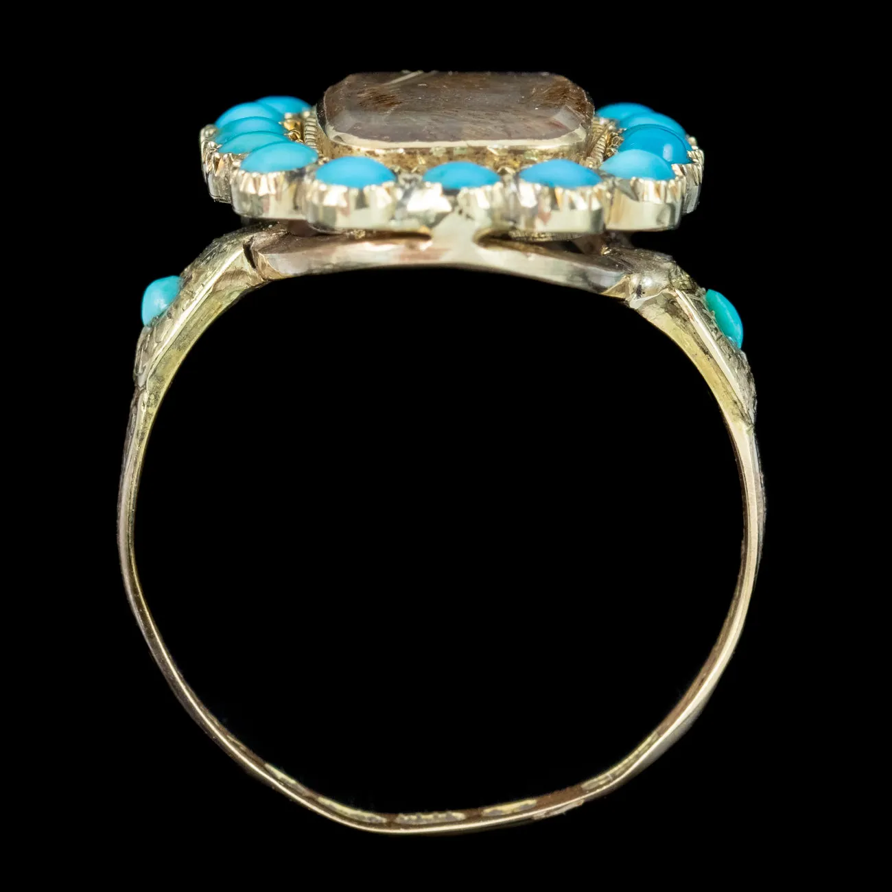 Antique Georgian Turquoise Mourning Ring Dated 1795