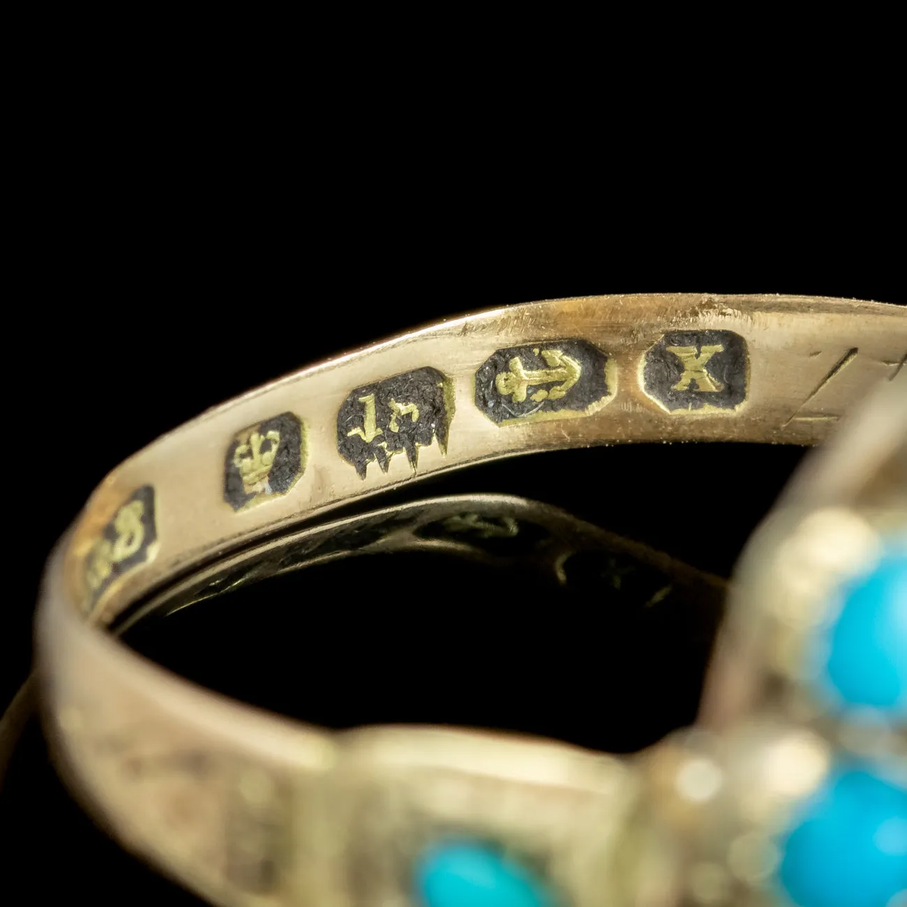 Antique Georgian Turquoise Mourning Ring Dated 1795