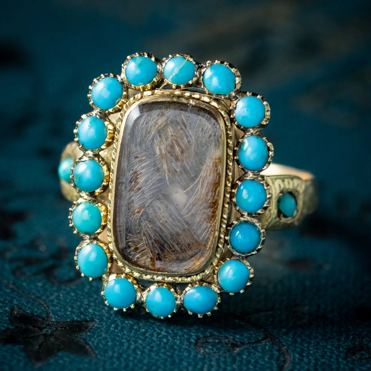 Antique Georgian Turquoise Mourning Ring Dated 1795