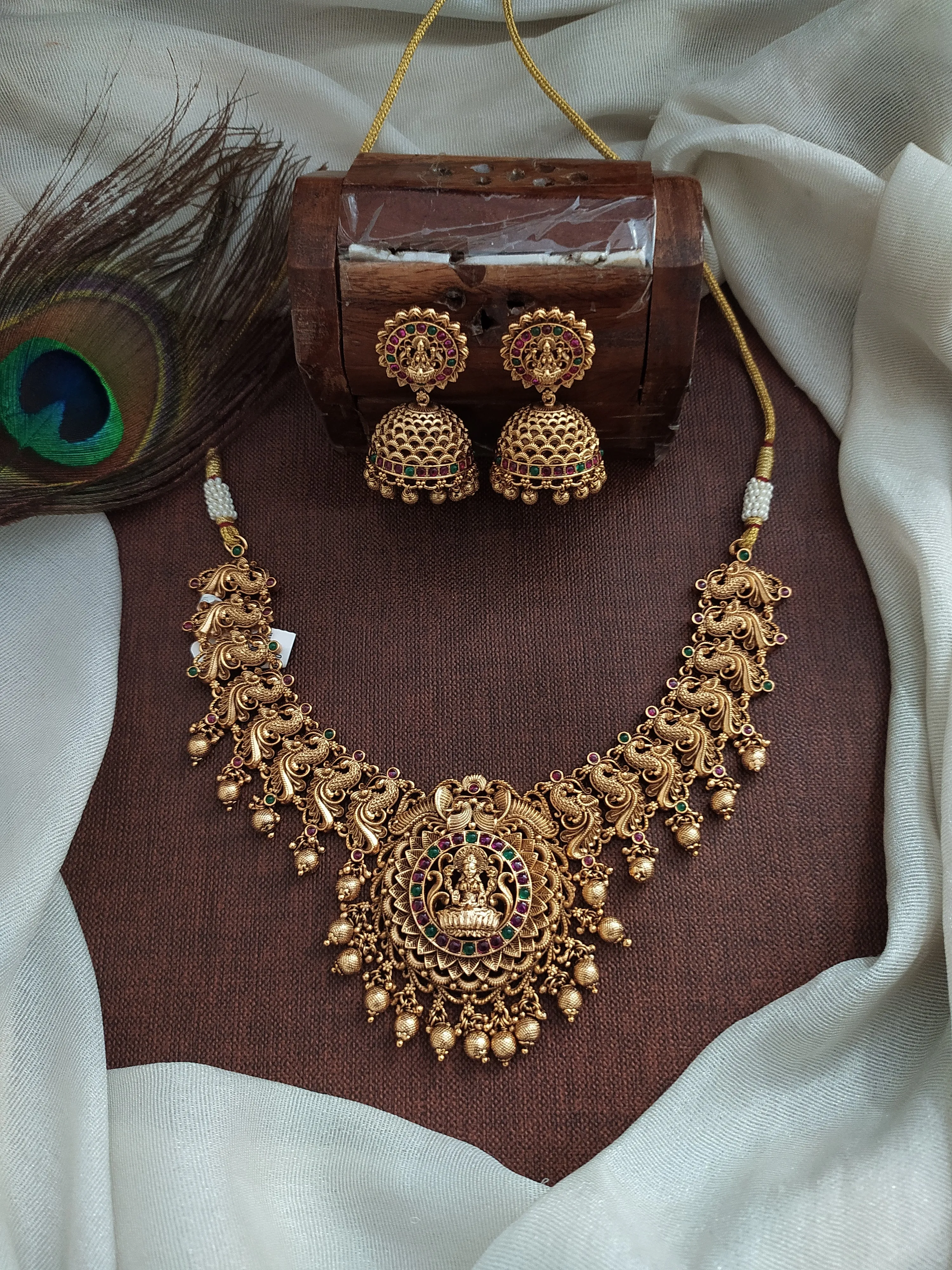 Antique Lakshmi Necklace with Jhumki