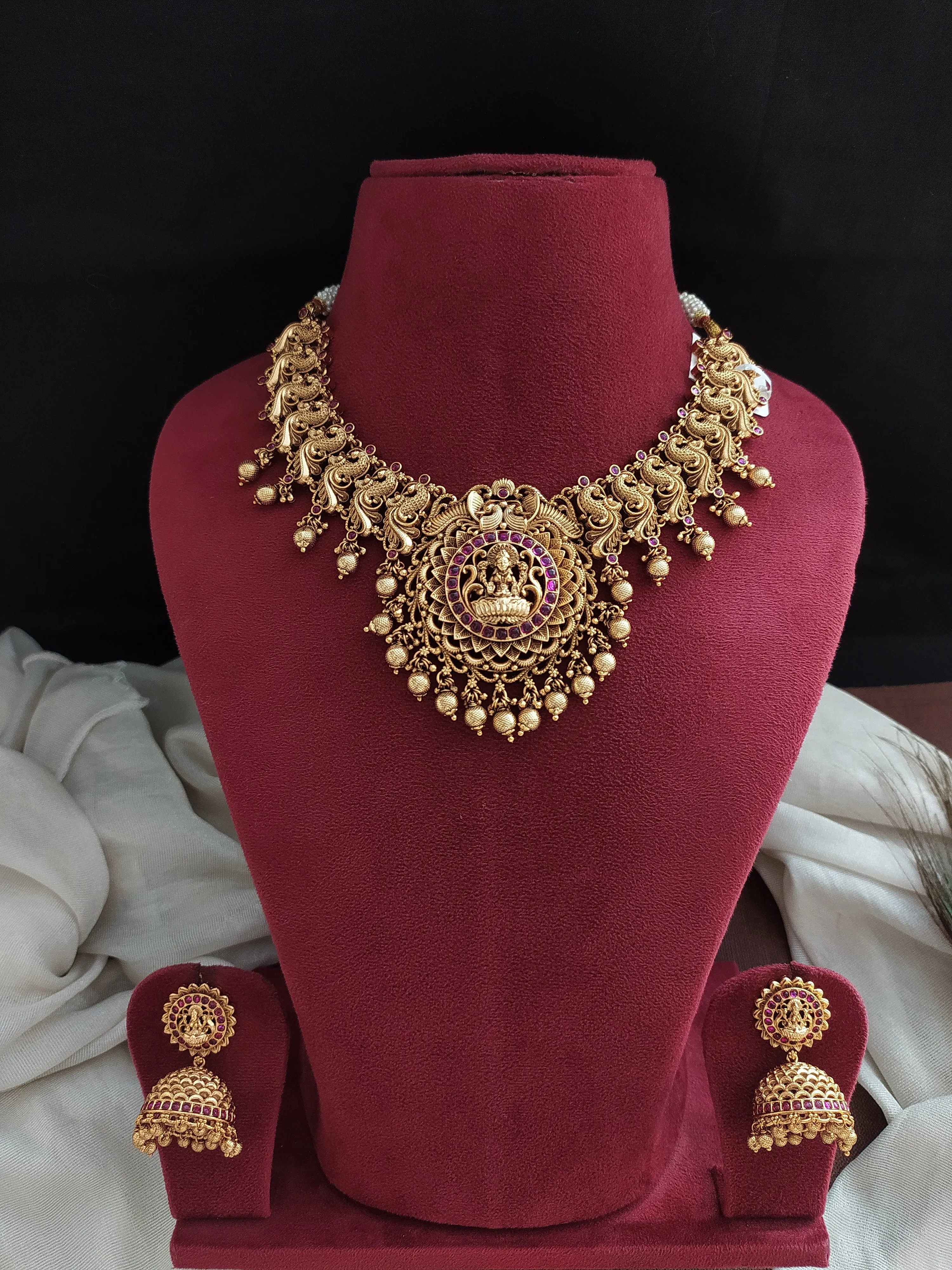 Antique Lakshmi Necklace with Jhumki