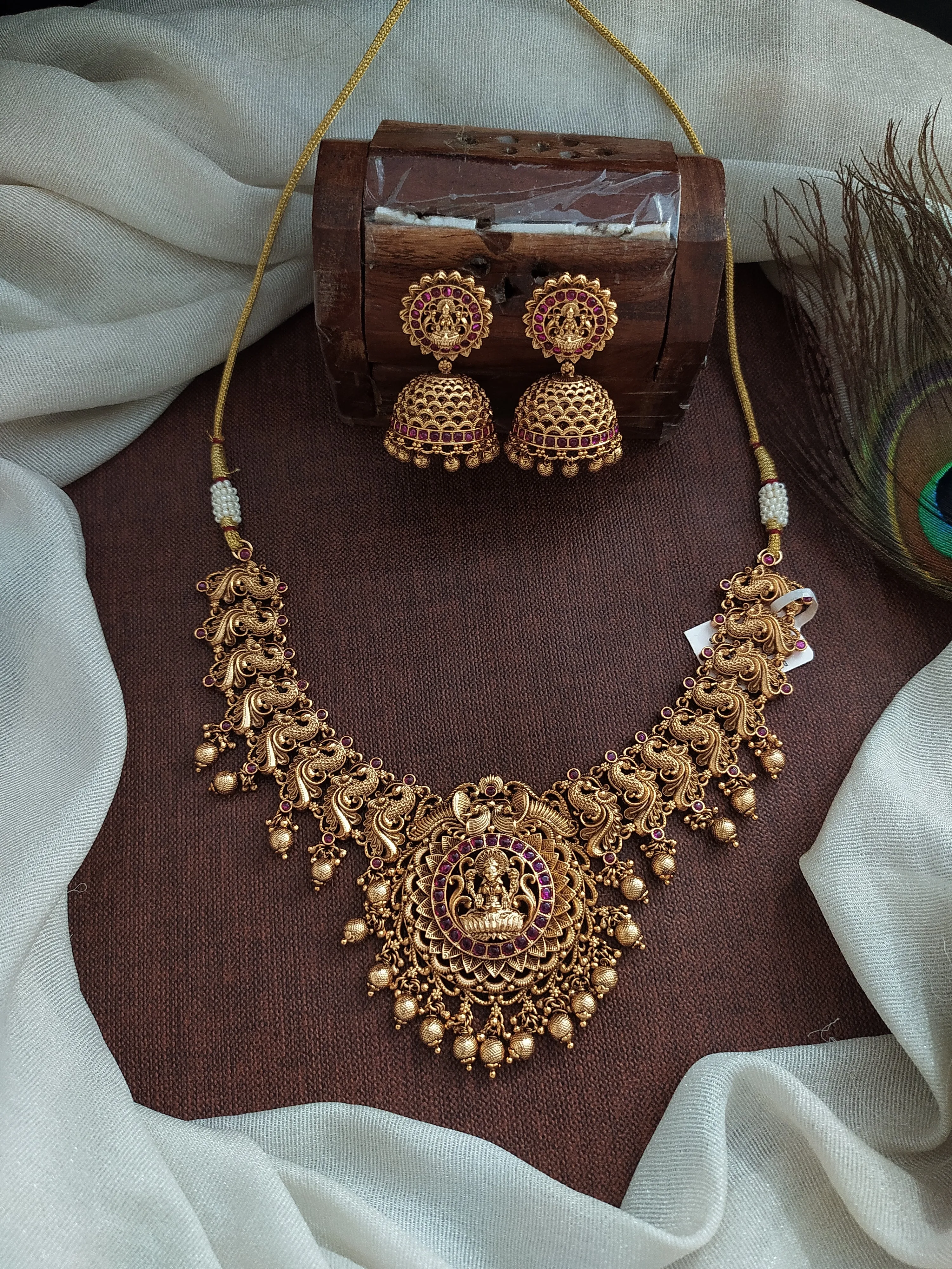 Antique Lakshmi Necklace with Jhumki