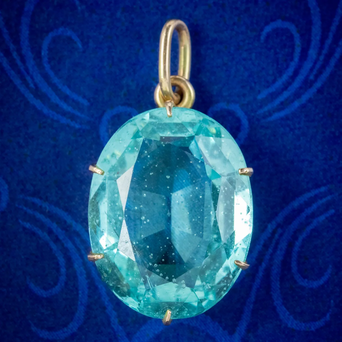 Antique Victorian Blue Paste Pendant 18ct Gold Frame