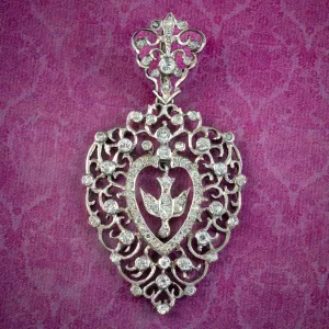 Antique Victorian French Saint Esprit Paste Pendant Silver