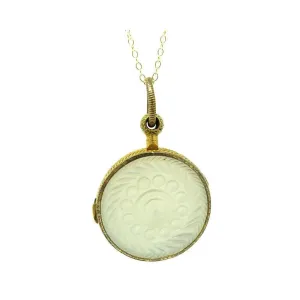 Antique Victorian Mother of Pearl Vinaigrette Locket Necklace