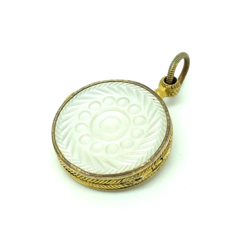 Antique Victorian Mother of Pearl Vinaigrette Locket Necklace