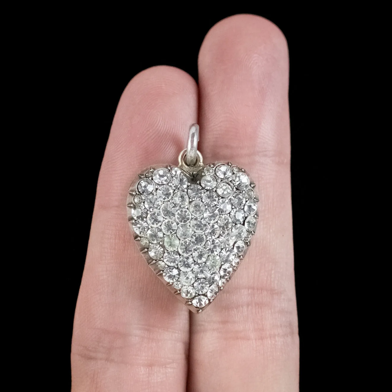 Antique Victorian Paste Heart Pendant Silver Circa 1890