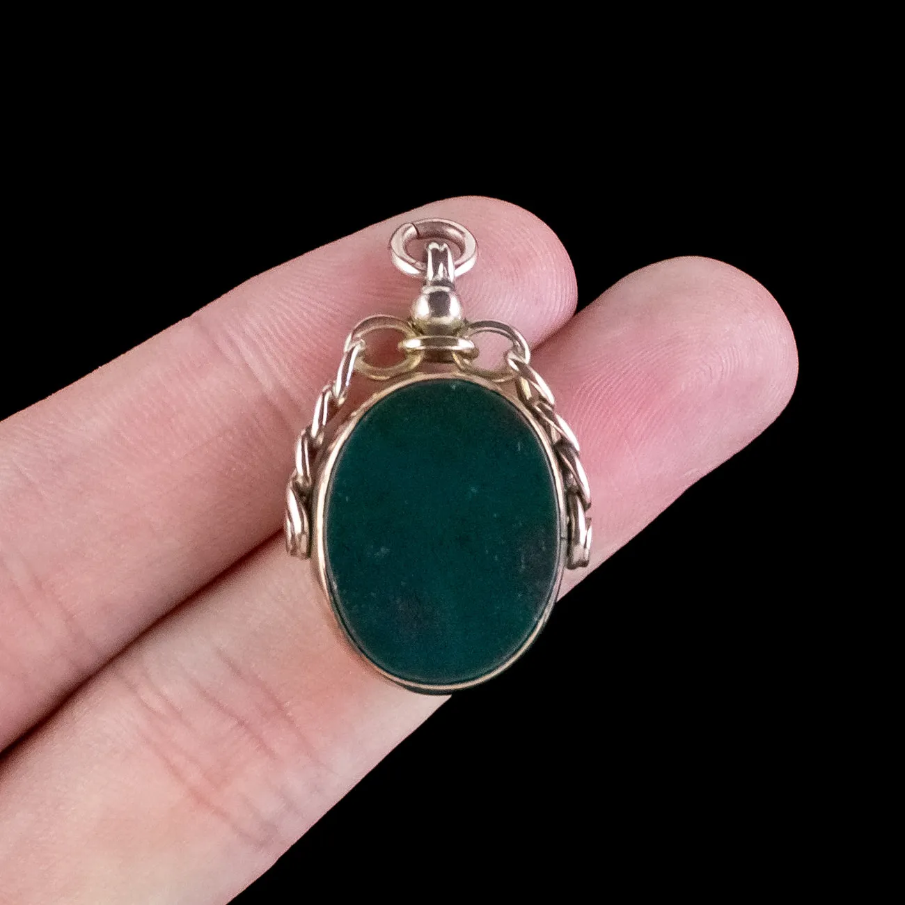 Antique Victorian Spinning Bloodstone Fob Pendant Dated 1862