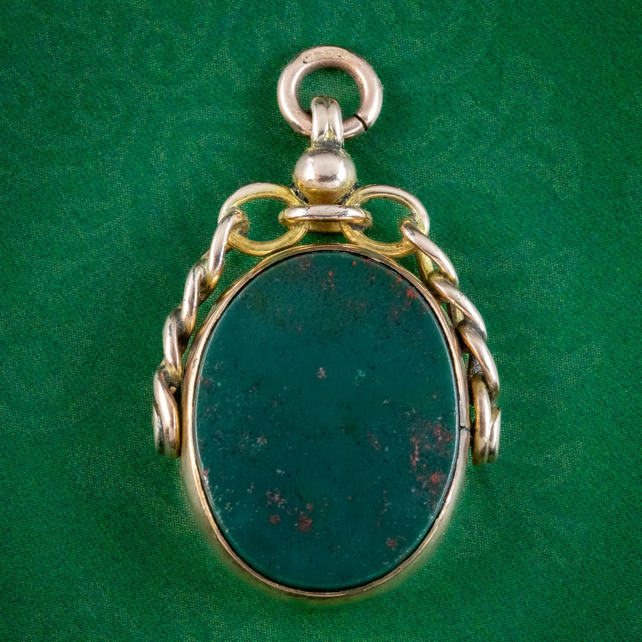 Antique Victorian Spinning Bloodstone Fob Pendant Dated 1862