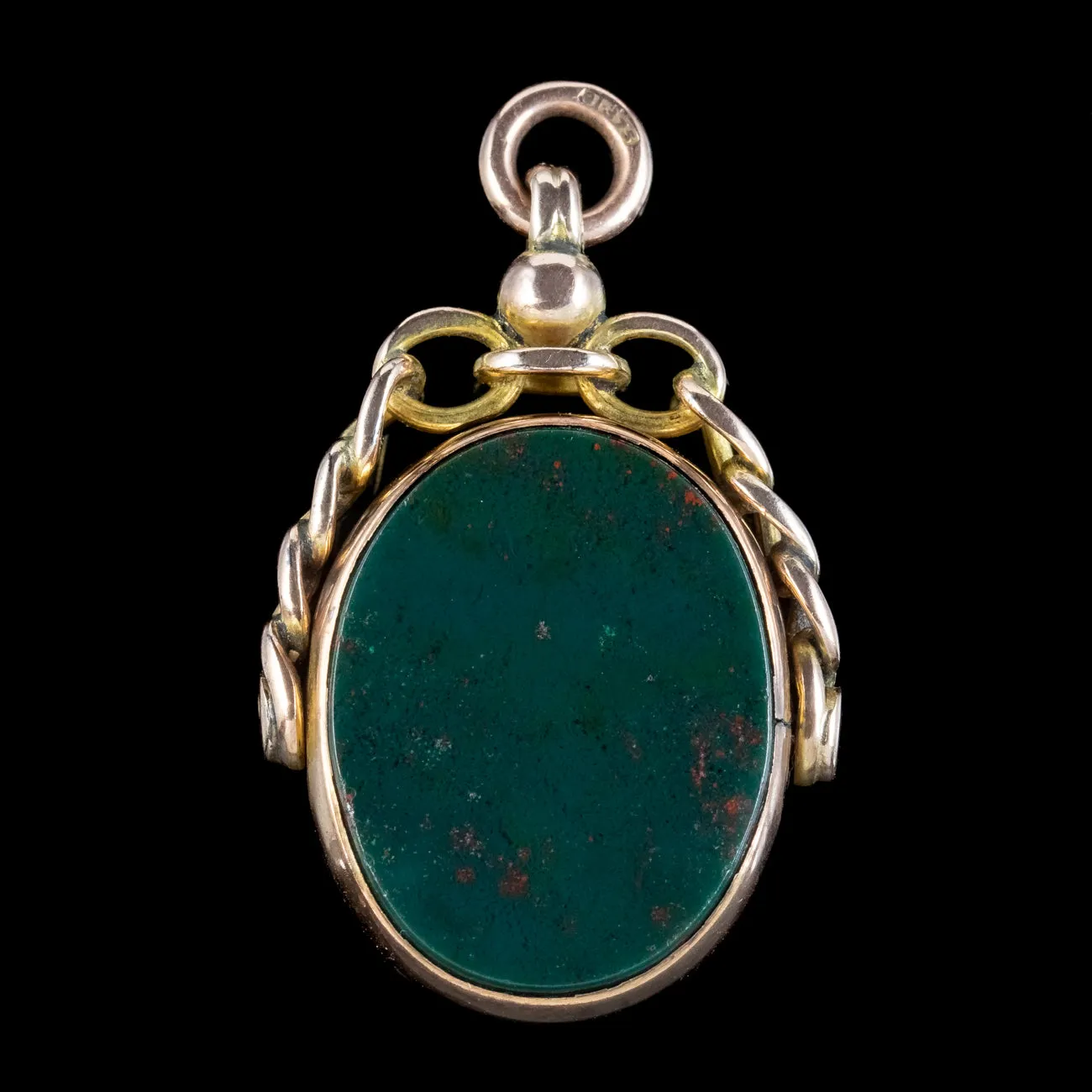 Antique Victorian Spinning Bloodstone Fob Pendant Dated 1862