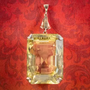 Art Deco Citrine Pendant 18ct Gold 35ct Citrine Circa 1920