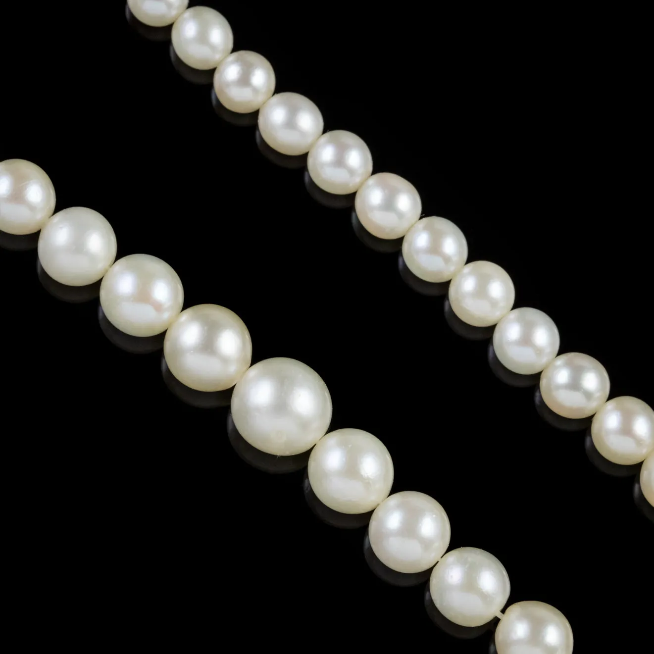 Art Deco Pearl Necklace Sapphire Diamond Platinum Clasp Circa 1930