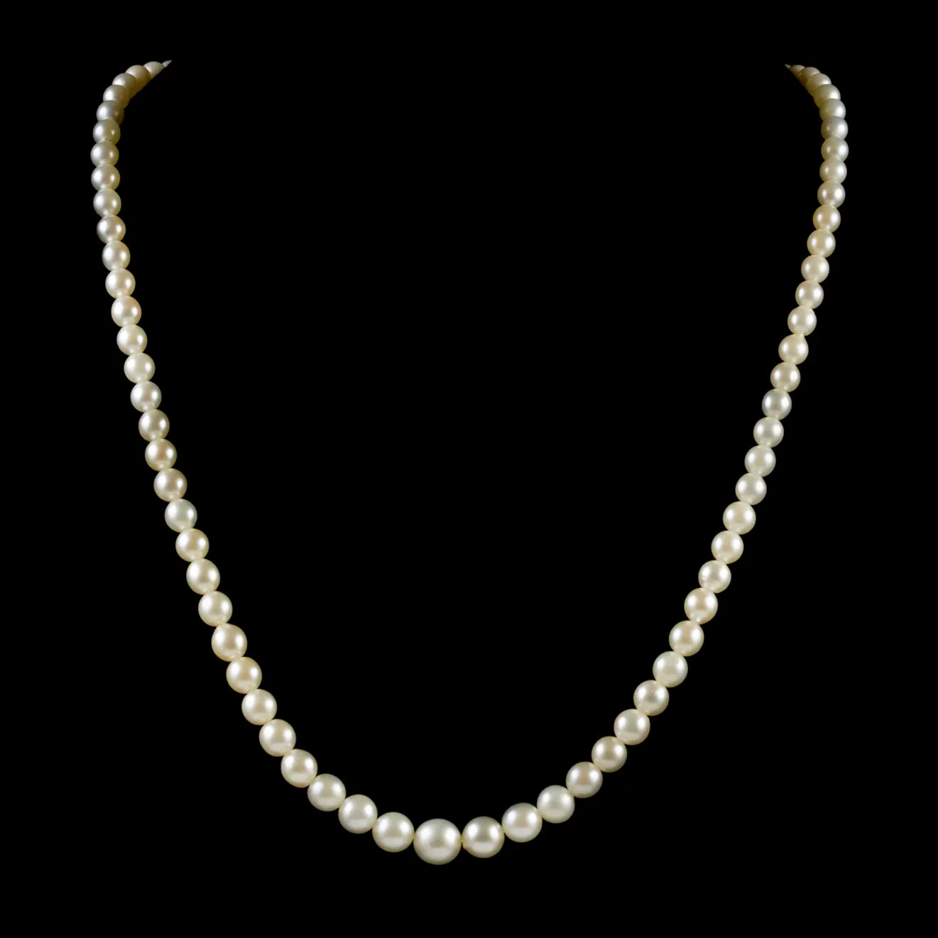 Art Deco Pearl Necklace Sapphire Diamond Platinum Clasp Circa 1930