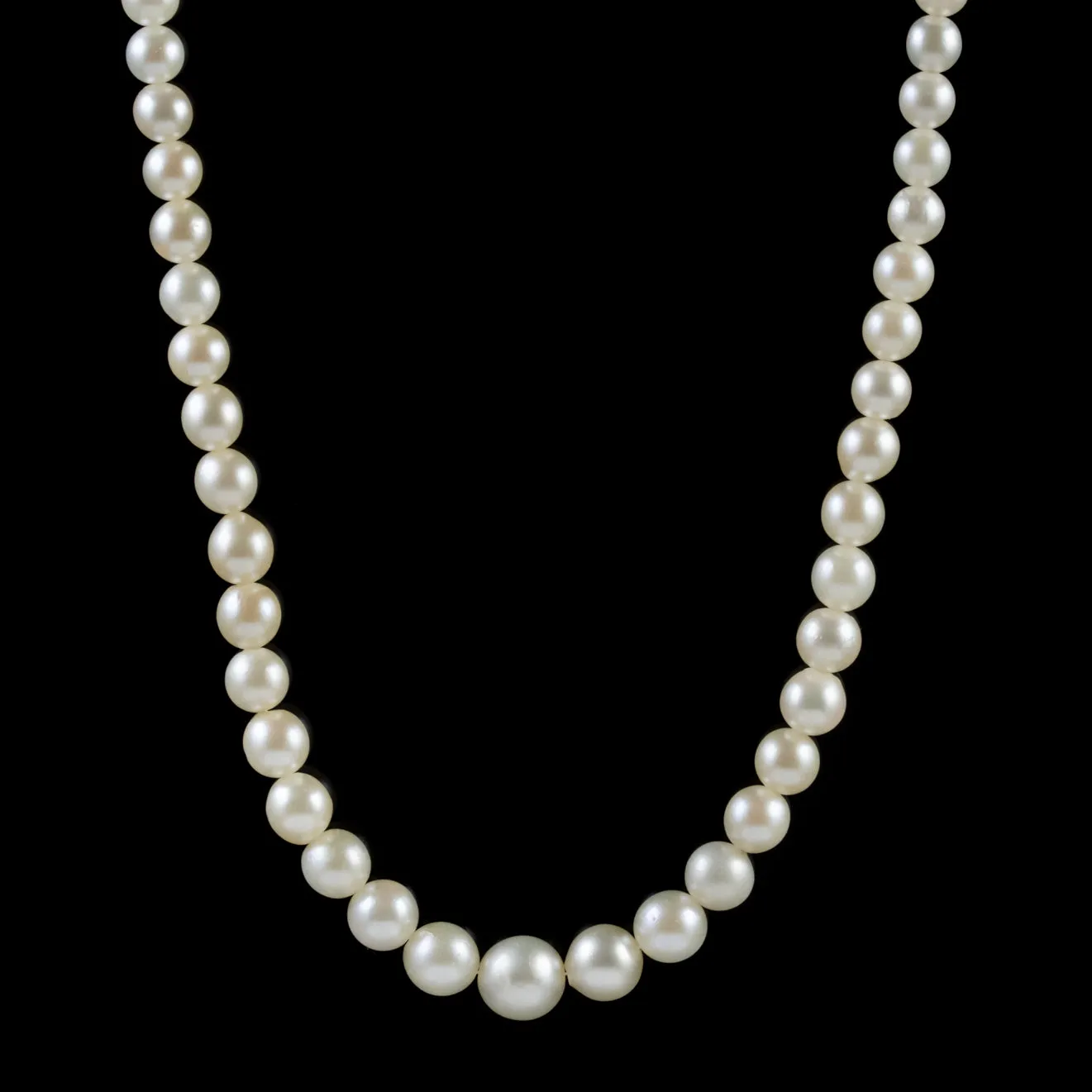 Art Deco Pearl Necklace Sapphire Diamond Platinum Clasp Circa 1930