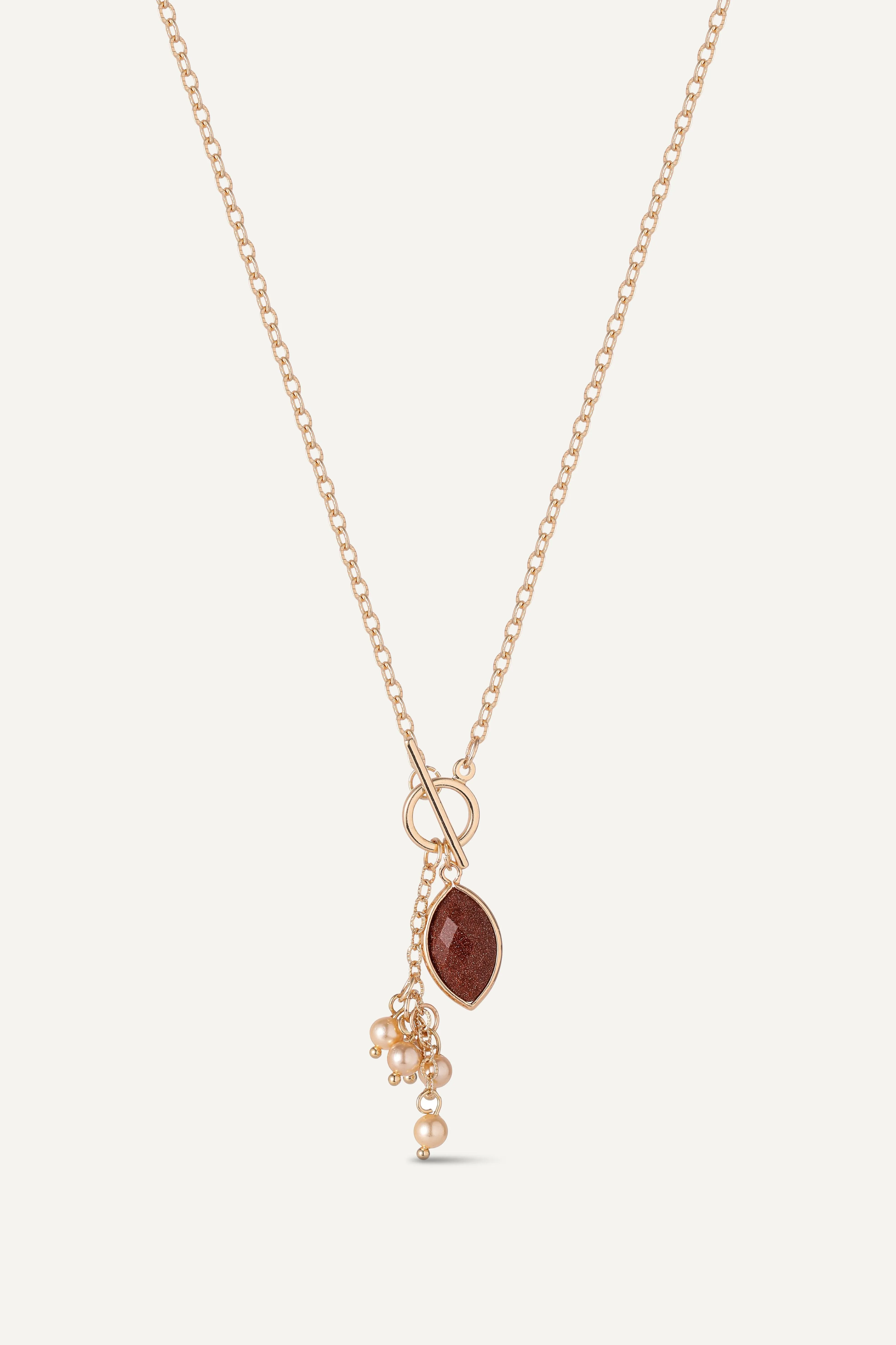 Autumn Delight with Pearl Accents 14K Gold Necklace