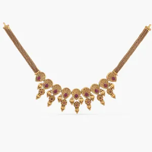 Azba Leafy Floral Antique Necklace