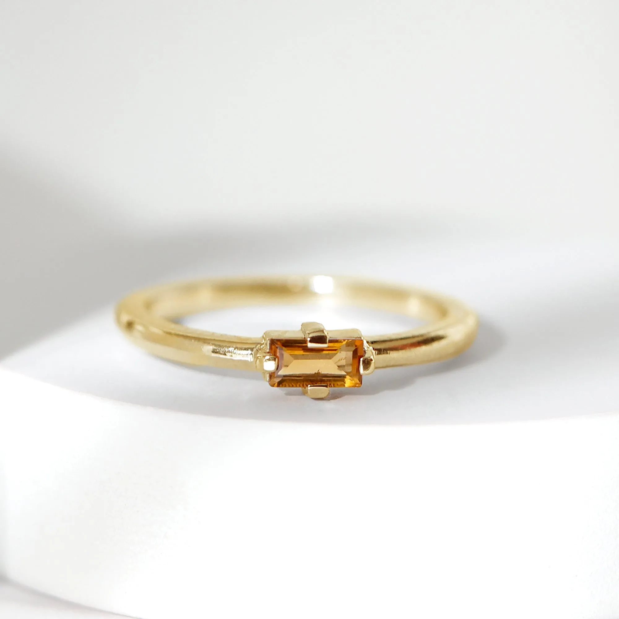 Baguette Shape Citrine November Birthstone Promise Ring