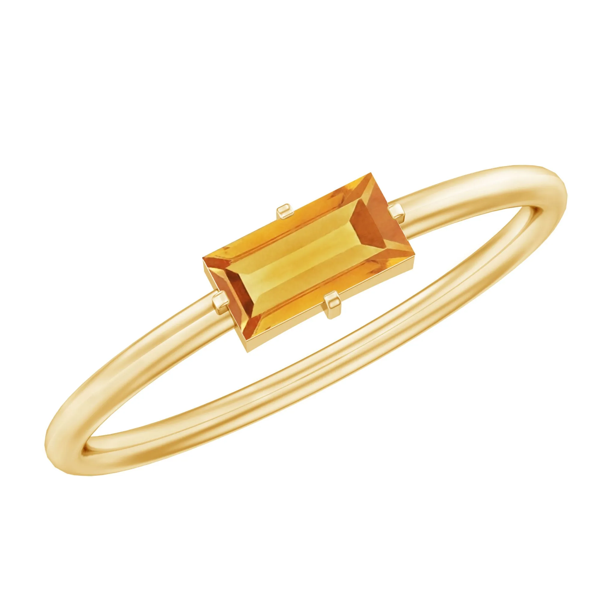 Baguette Shape Citrine November Birthstone Promise Ring