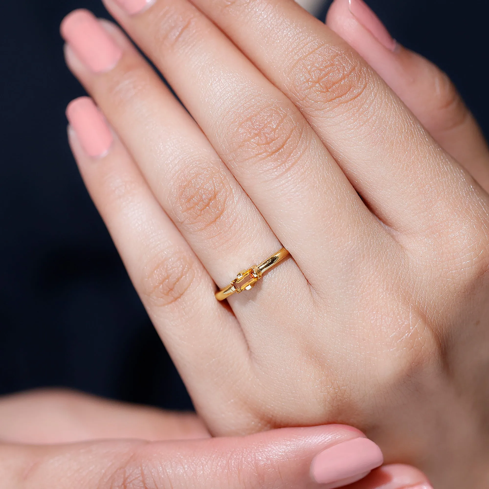 Baguette Shape Citrine November Birthstone Promise Ring