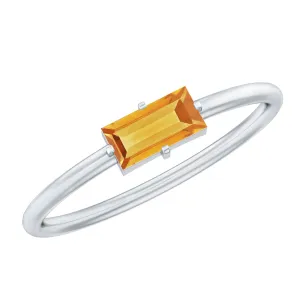 Baguette Shape Citrine November Birthstone Promise Ring