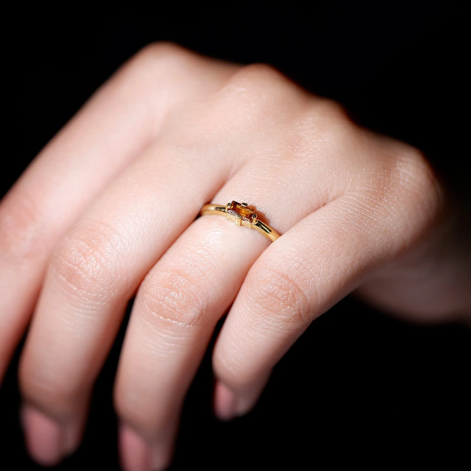 Baguette Shape Citrine November Birthstone Promise Ring