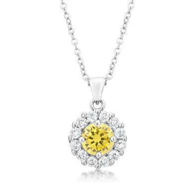 Belle Canary Halo Round  Pendant | 3.2ct