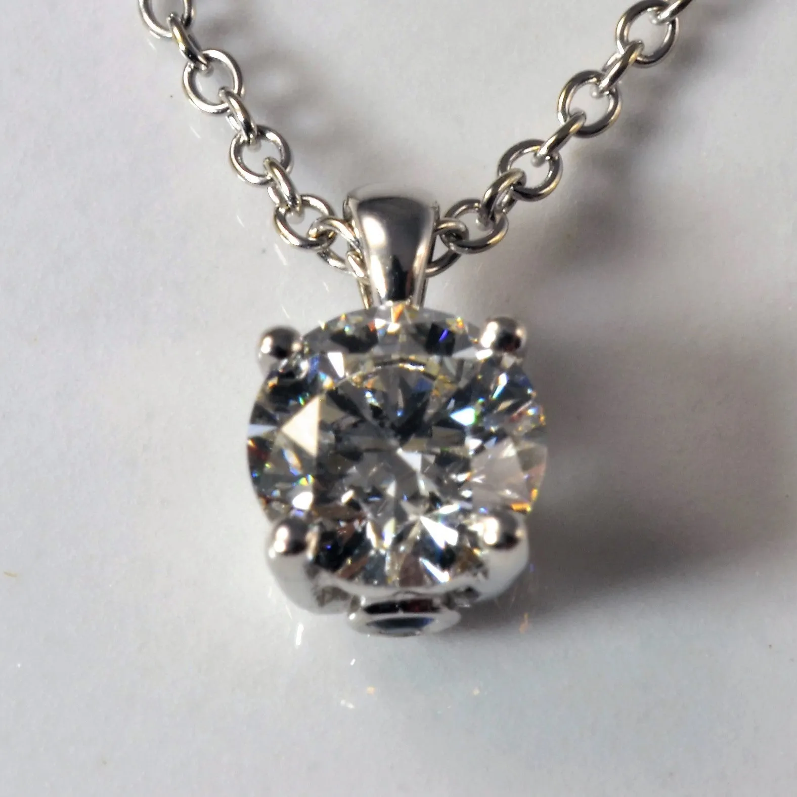 'Birks' Blue Solitaire Diamond Necklace | 0.53ct | 18" |