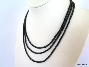 Black Spinel Triple Strand Necklace