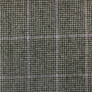 Black/Grey Dogtooth With Purple Check Flannel Suiting