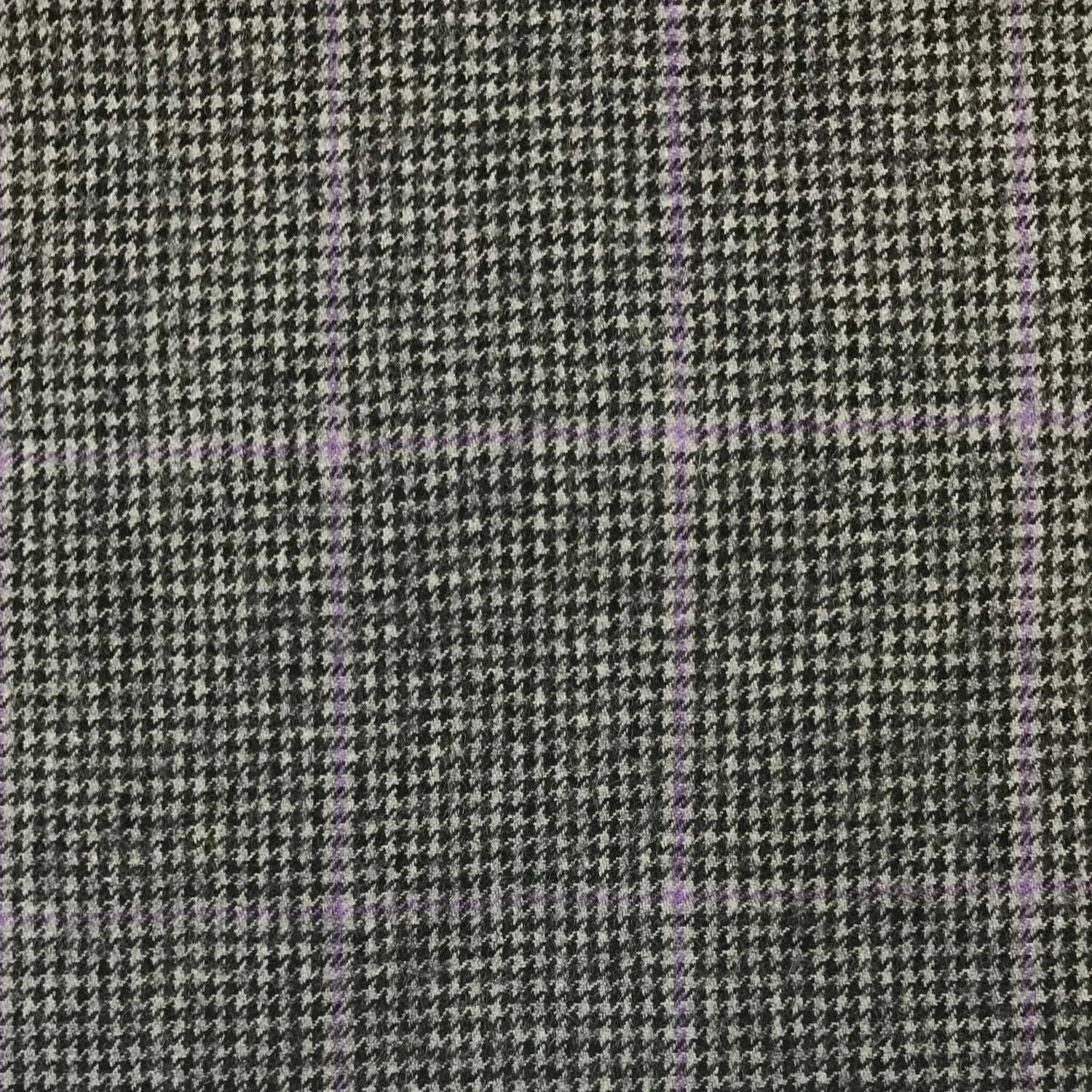 Black/Grey Dogtooth With Purple Check Flannel Suiting