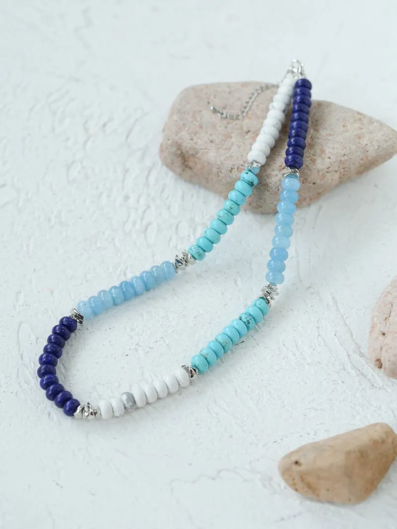 Blue Ocean Natural Stone Beaded Necklace