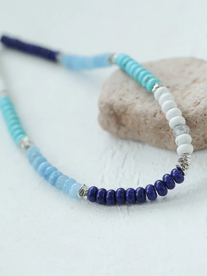 Blue Ocean Natural Stone Beaded Necklace