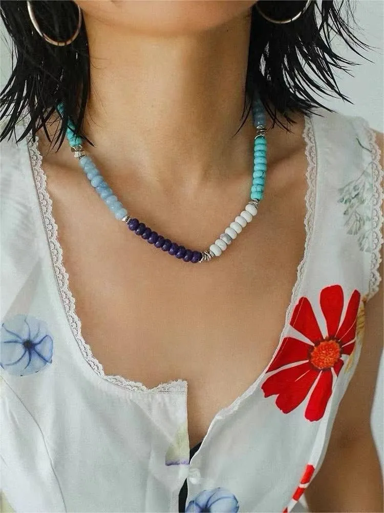 Blue Ocean Natural Stone Beaded Necklace