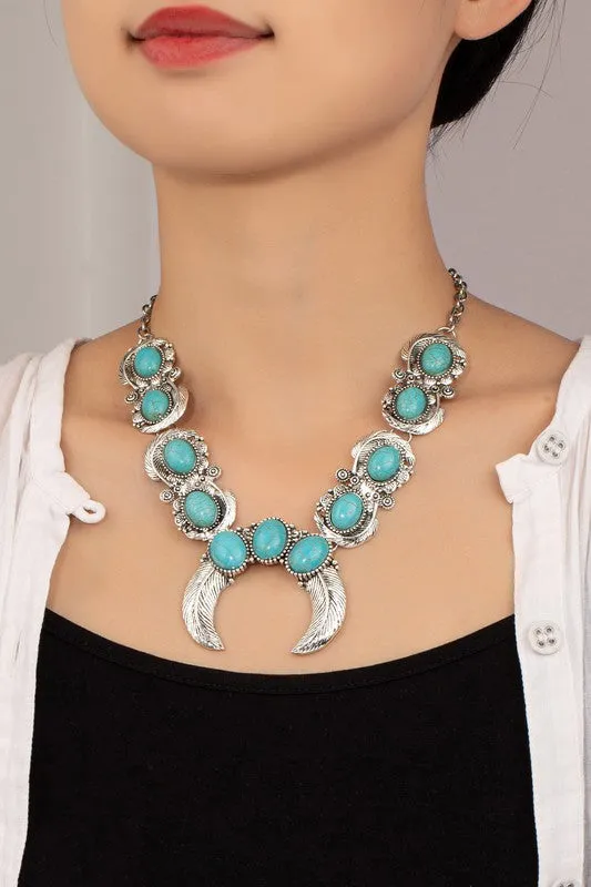 Boho statement necklace with turquoise stones