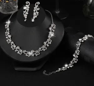 Bridal Necklace Earrings Zircon Wedding Party Jewelry Set Crystal Necklace Earrings For Women Luxury Suit