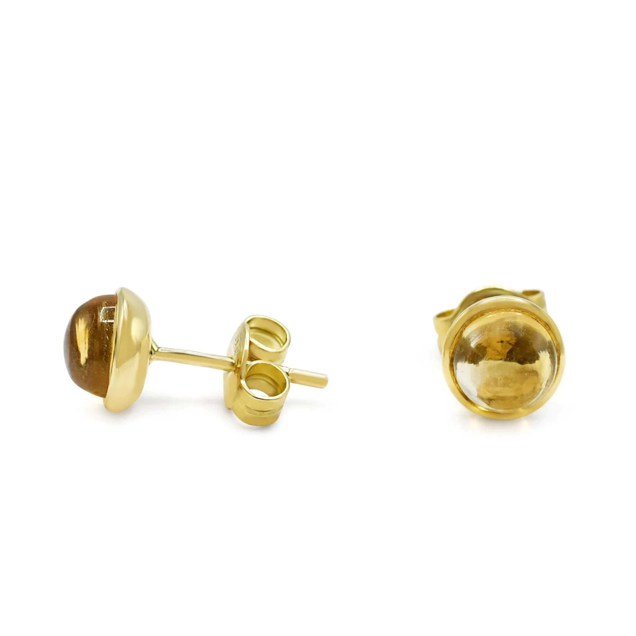 Cabachon Citrine Halo Earrings - 18ct Yellow Gold