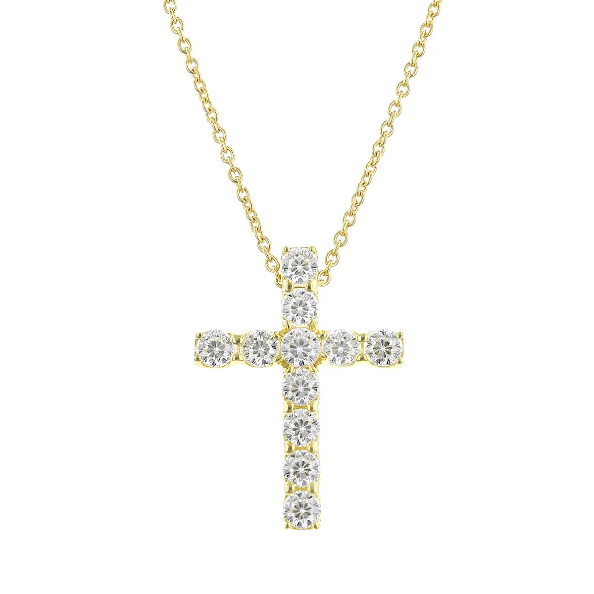 Cento Yellow Gold Diamond Cross Pendant Necklace