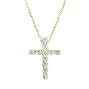 Cento Yellow Gold Diamond Cross Pendant Necklace