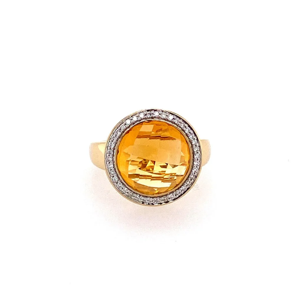 Citrine Halo Ring 14kt Yellow Gold