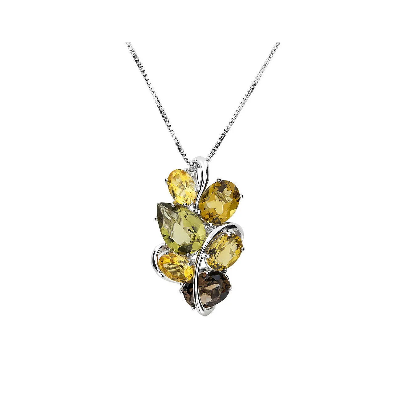 Citrine Smoky Quartz & Olive Quartz Pendant