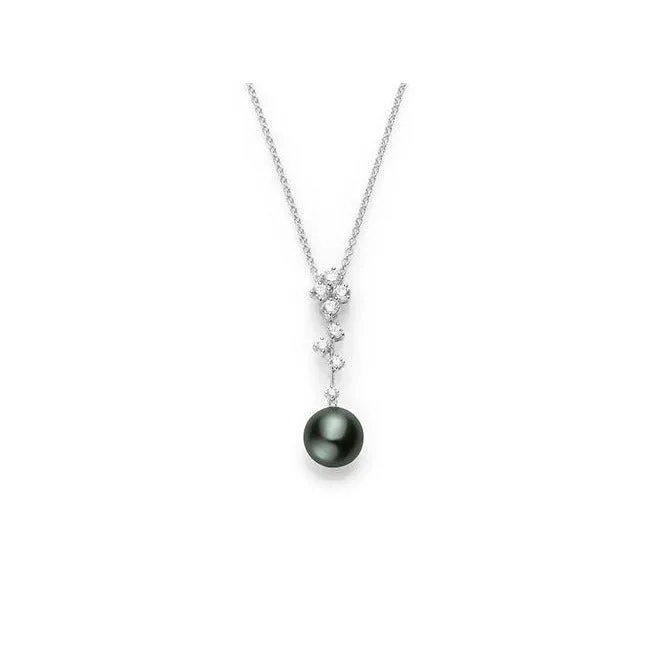 Classic Black South Sea Pearl and Diamond Pendant Necklace